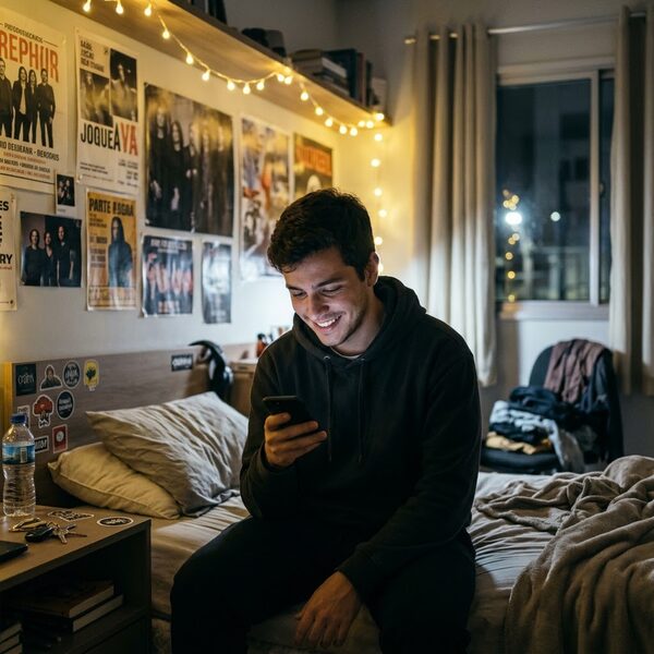 Jovem no celular
